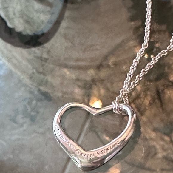 Tiffany & Co. Silver Large Open Heart Necklace Authentic Sterling Silver - Picture 7 of 15